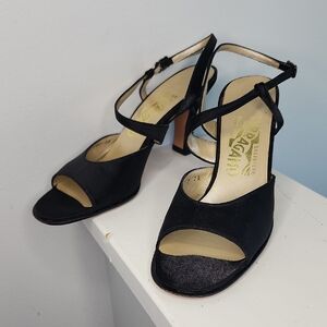 Salvatore Ferragamo Black Strappy Heels
